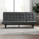 Convertible Futon Sofa Bed | Biscuit Tufted Cushions | Dark Gray 81"