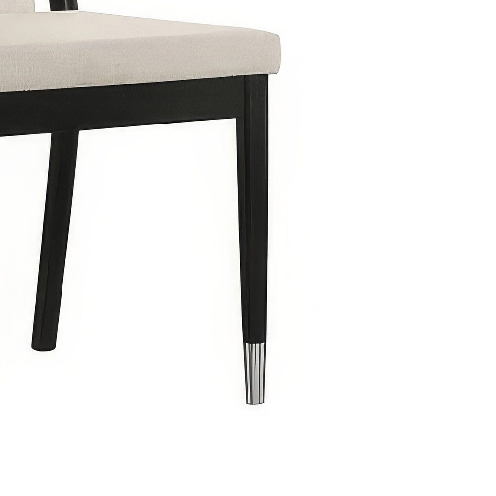 Maddy Dining Side Chair Set of 2 | White Chenille Foam Cushions | Black