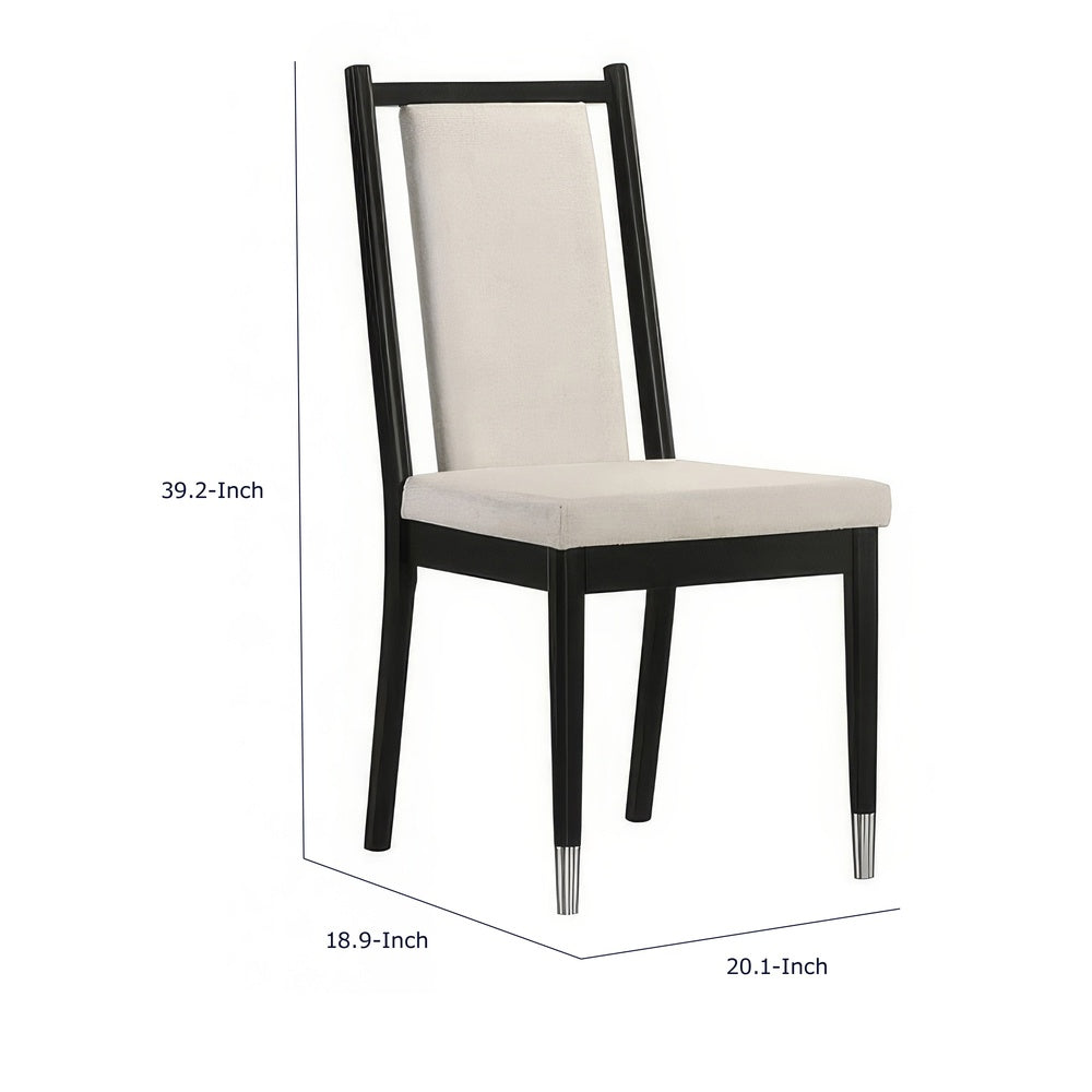 Maddy Dining Side Chair Set of 2 | White Chenille Foam Cushions | Black