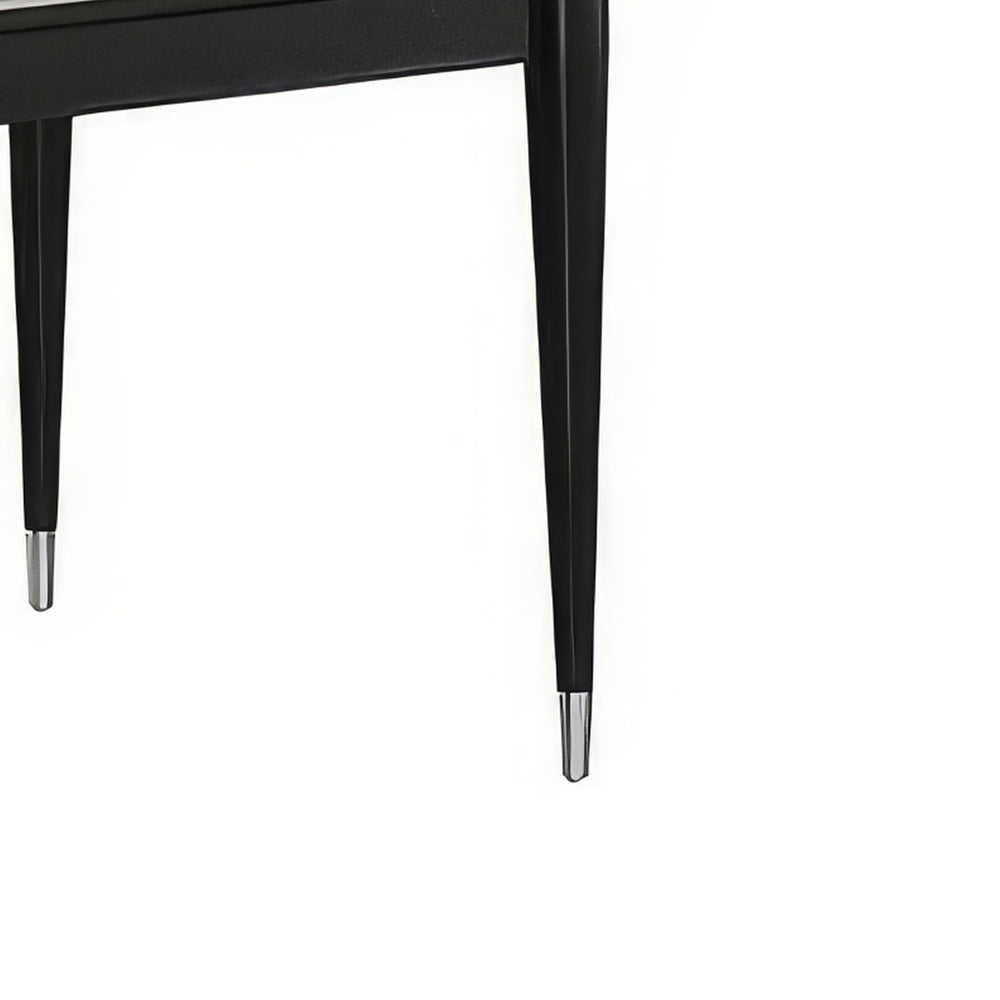 Maddy Dining Table | Sintered Stone Top | Legs w Chrome Caps | Black 71"
