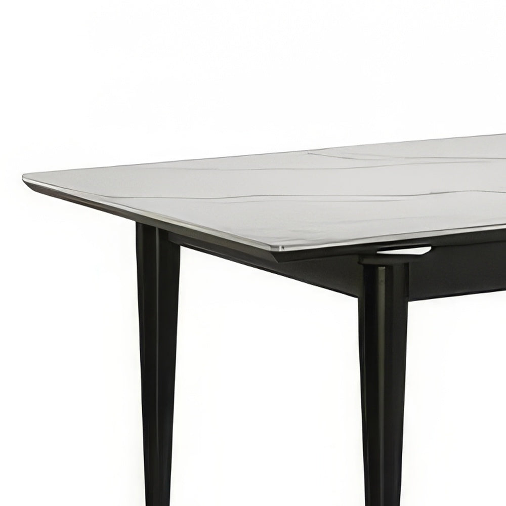Maddy Dining Table | Sintered Stone Top | Legs w Chrome Caps | Black 71"