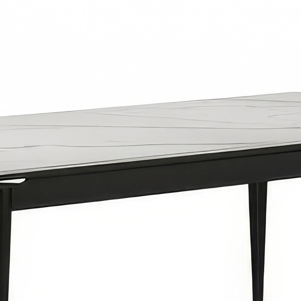 Maddy Dining Table | Sintered Stone Top | Legs w Chrome Caps | Black 71"