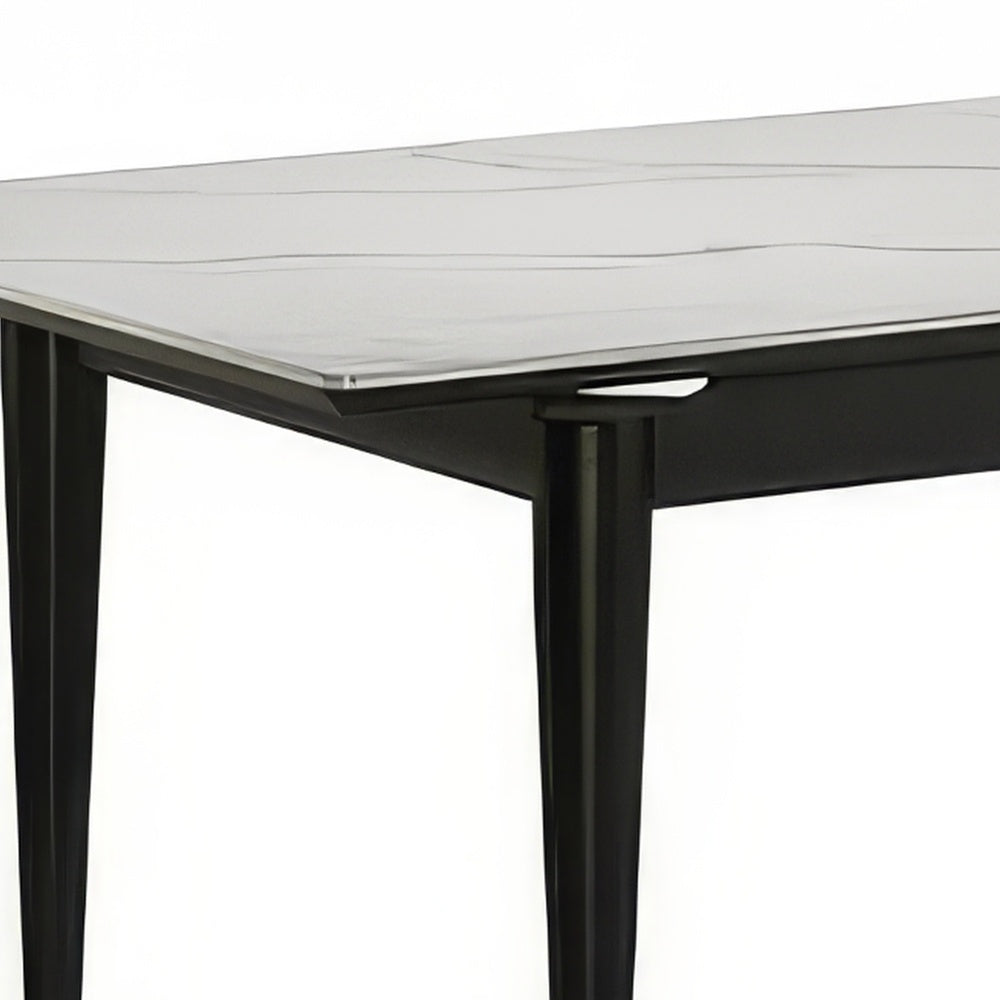 Maddy Dining Table | Sintered Stone Top | Legs w Chrome Caps | Black 71"