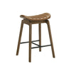Amal Counter Height Stool Set of 2 | Saddle Faux Leather Seat | Walnut Brown