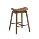Amal Counter Height Stool Set of 2 | Saddle Faux Leather Seat | Walnut Brown