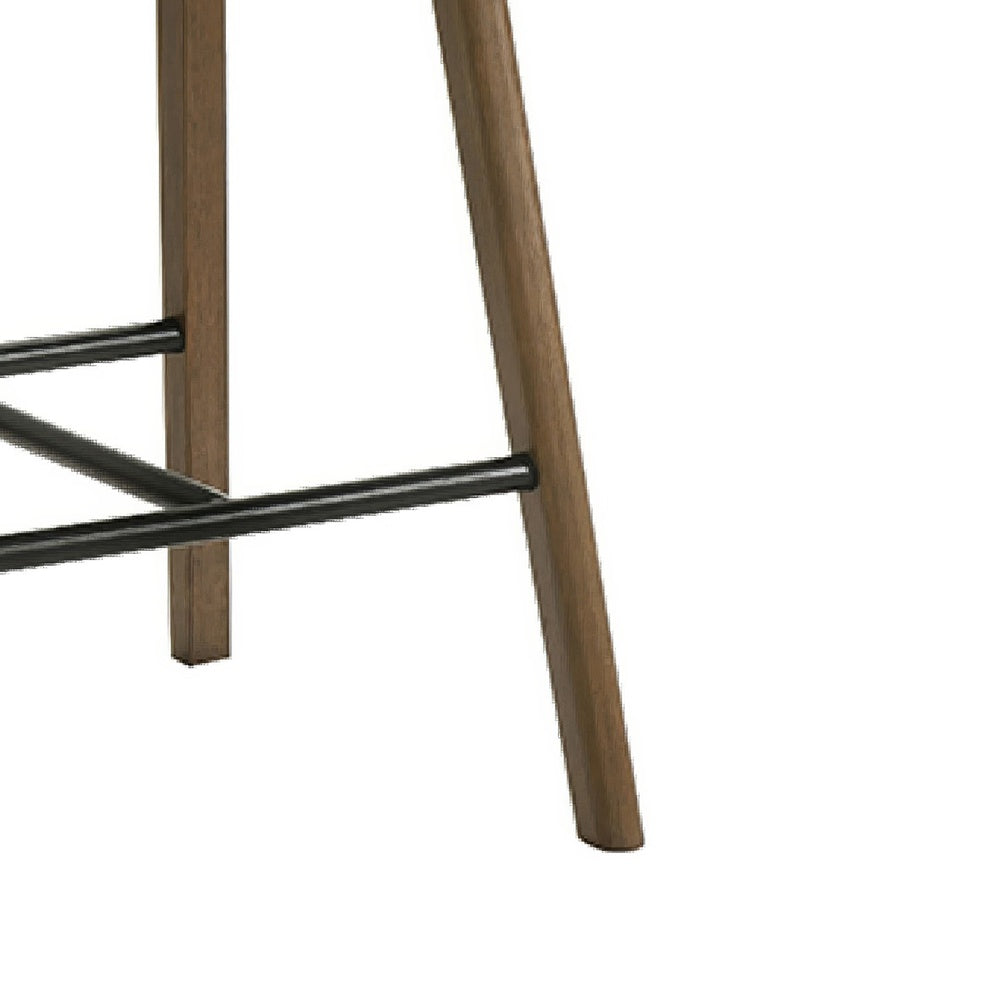 Amal Counter Height Stool Set of 2 | Saddle Faux Leather Seat | Walnut Brown