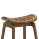 Amal Counter Height Stool Set of 2 | Saddle Faux Leather Seat | Walnut Brown