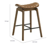 Amal Counter Height Stool Set of 2 | Saddle Faux Leather Seat | Walnut Brown