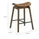 Amal Counter Height Stool Set of 2 | Saddle Faux Leather Seat | Walnut Brown