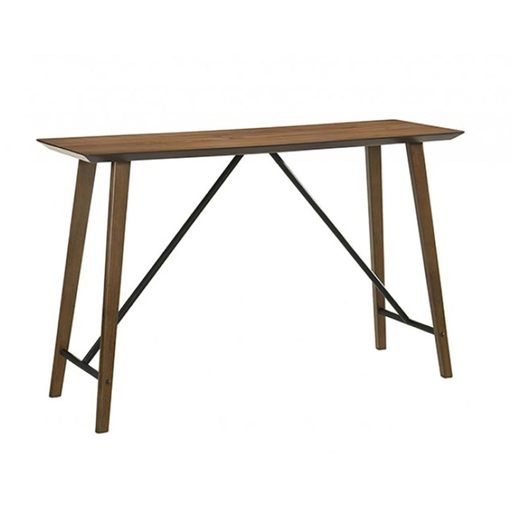 Amal Counter Height Table | Trestle Base w Cross Bar | Walnut Brown 59"