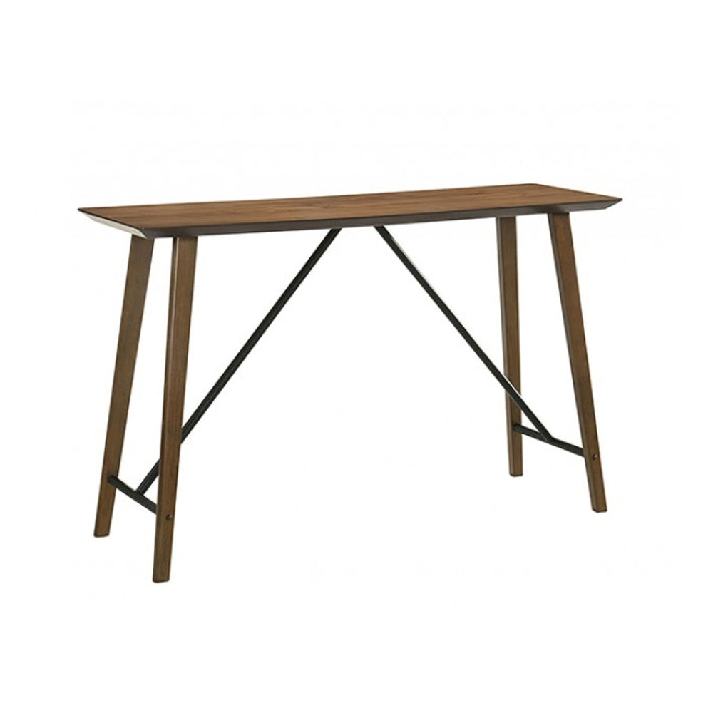 Amal Counter Height Table | Trestle Base w Cross Bar | Walnut Brown 59"