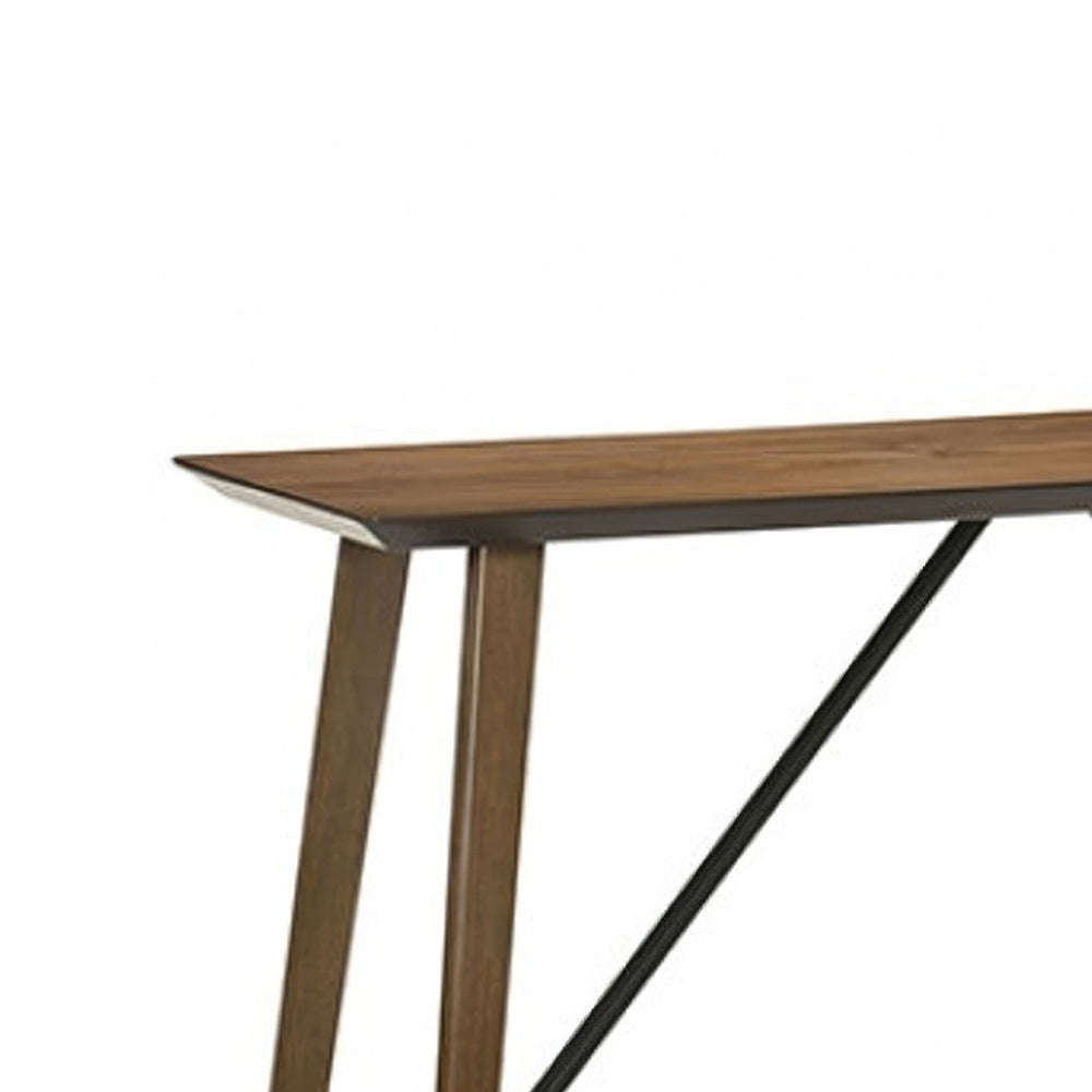 Amal Counter Height Table | Trestle Base w Cross Bar | Walnut Brown 59"
