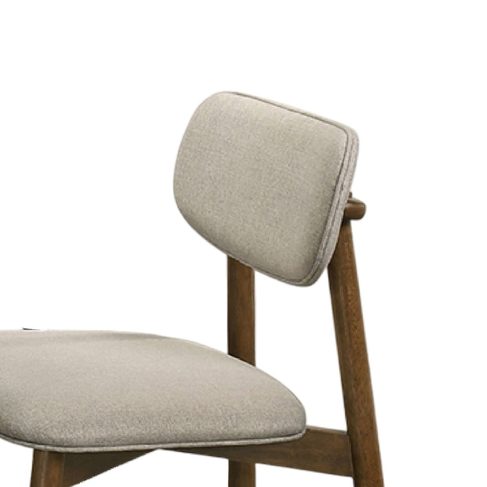 Alni Side Dining Chair Set of 2 | Beige Polyester Cushions | Walnut Brown