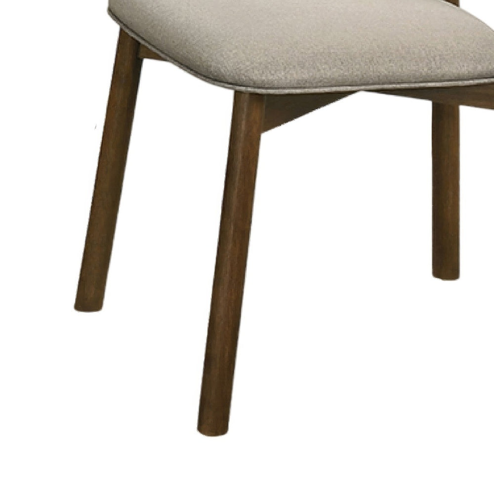 Alni Side Dining Chair Set of 2 | Beige Polyester Cushions | Walnut Brown