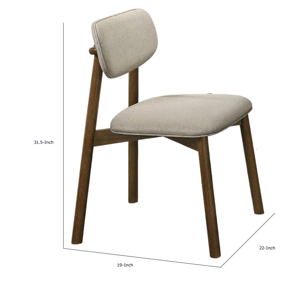 Alni Side Dining Chair Set of 2 | Beige Polyester Cushions | Walnut Brown
