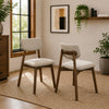 Alni Side Dining Chair Set of 2 | Beige Polyester Cushions | Walnut Brown