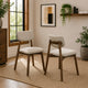 Alni Side Dining Chair Set of 2 | Beige Polyester Cushions | Walnut Brown