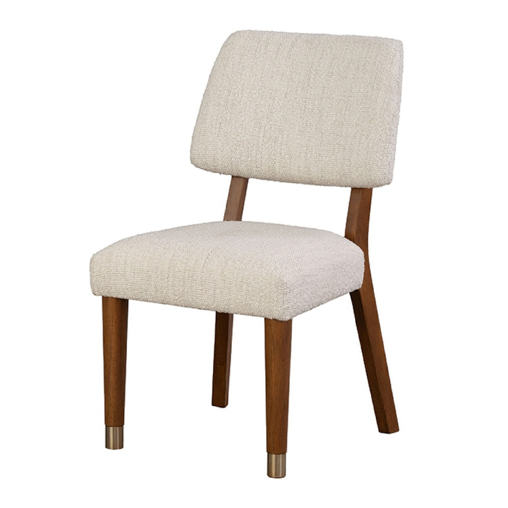 Urne Side Dining Chair Set of 2 | Open Back | Ivory Cushions | Walnut Brown