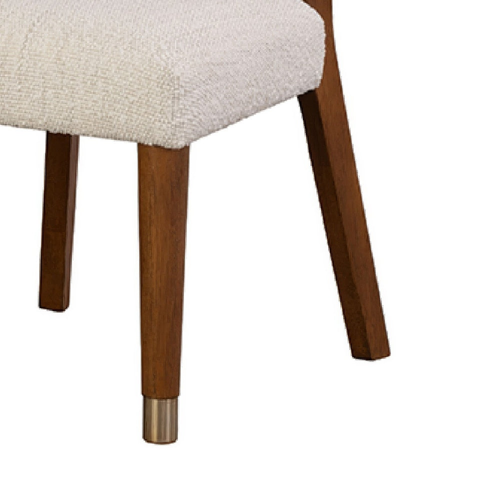 Urne Side Dining Chair Set of 2 | Open Back | Ivory Cushions | Walnut Brown