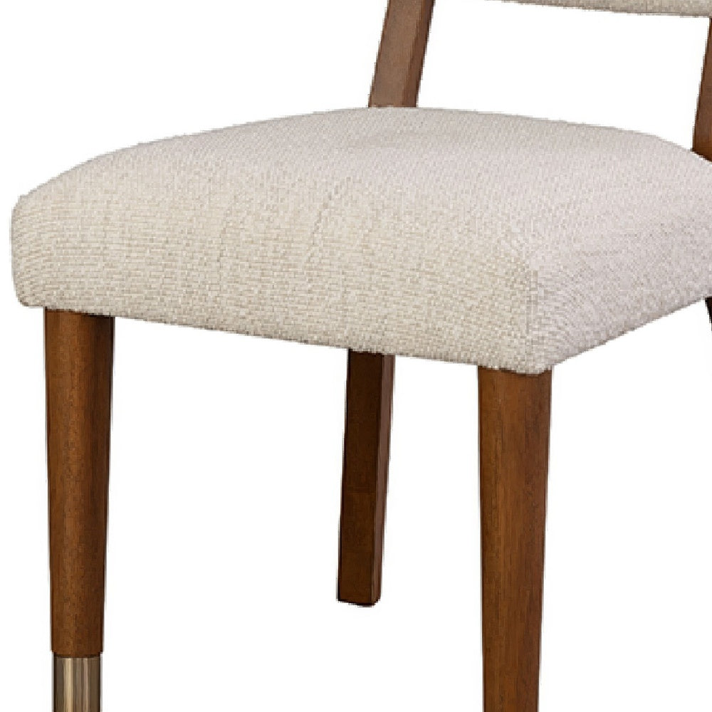 Urne Side Dining Chair Set of 2 | Open Back | Ivory Cushions | Walnut Brown
