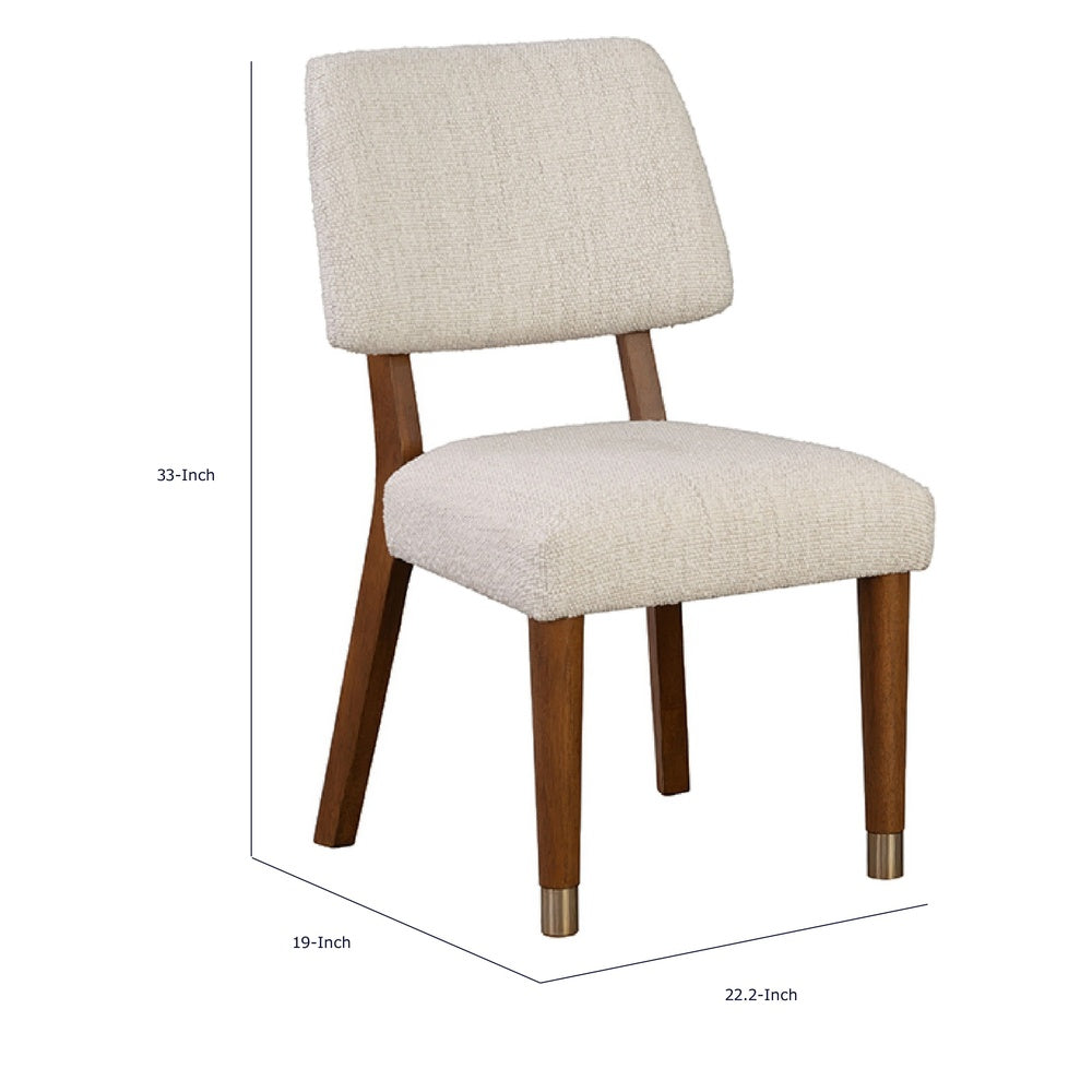 Urne Side Dining Chair Set of 2 | Open Back | Ivory Cushions | Walnut Brown