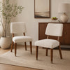 Urne Side Dining Chair Set of 2 | Open Back | Ivory Cushions | Walnut Brown
