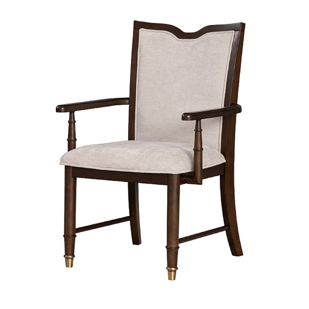 Raam Dining Armchair Set of 2 | Cream Cushions | Dark Cherry Brown