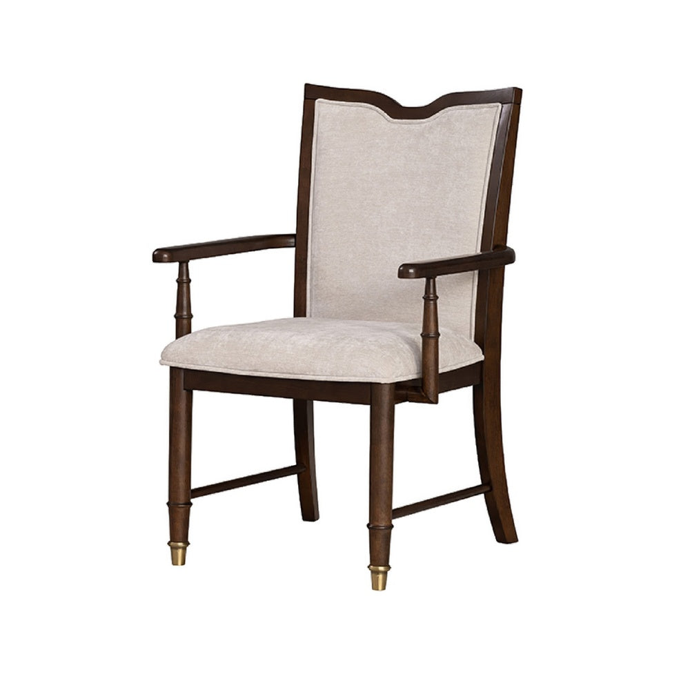 Raam Dining Armchair Set of 2 | Cream Cushions | Dark Cherry Brown