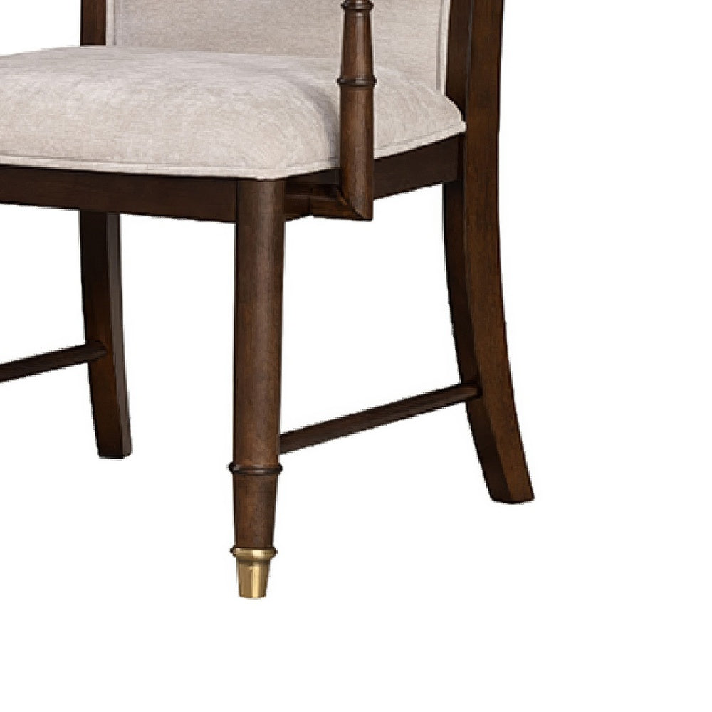 Raam Dining Armchair Set of 2 | Cream Cushions | Dark Cherry Brown