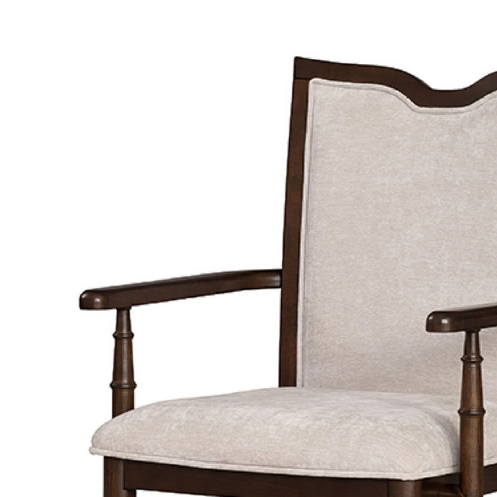 Raam Dining Armchair Set of 2 | Cream Cushions | Dark Cherry Brown