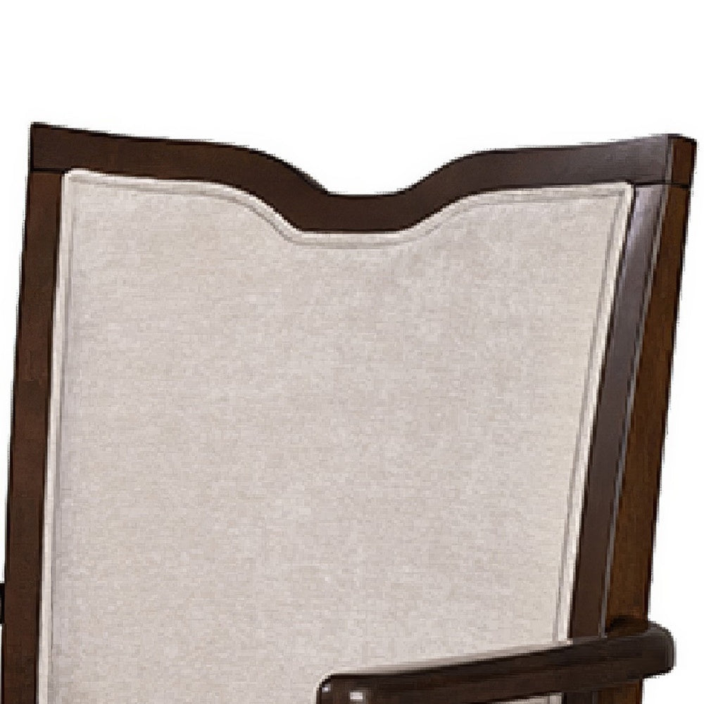 Raam Dining Armchair Set of 2 | Cream Cushions | Dark Cherry Brown