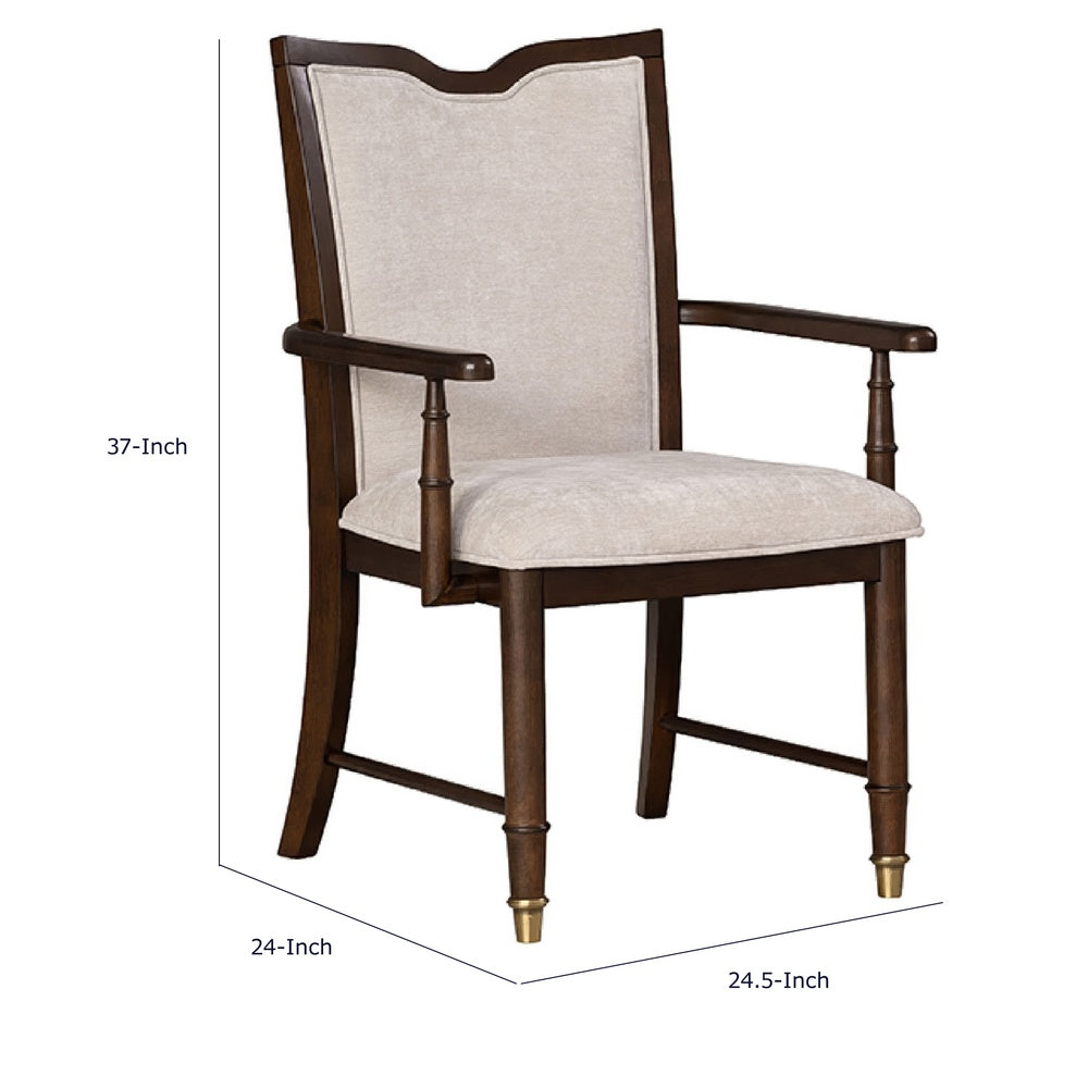 Raam Dining Armchair Set of 2 | Cream Cushions | Dark Cherry Brown