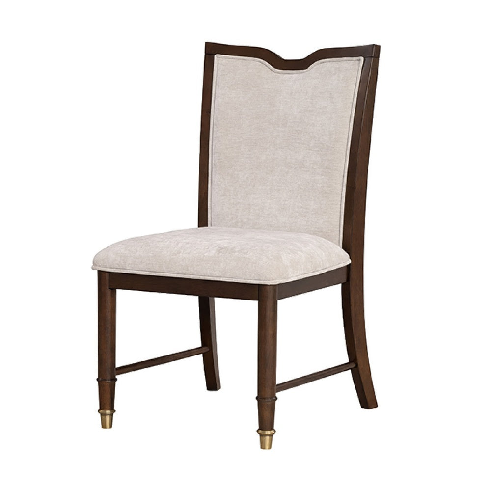 Raam Dining Side Chair Set of 2 | Cream Cushions | Dark Cherry Brown