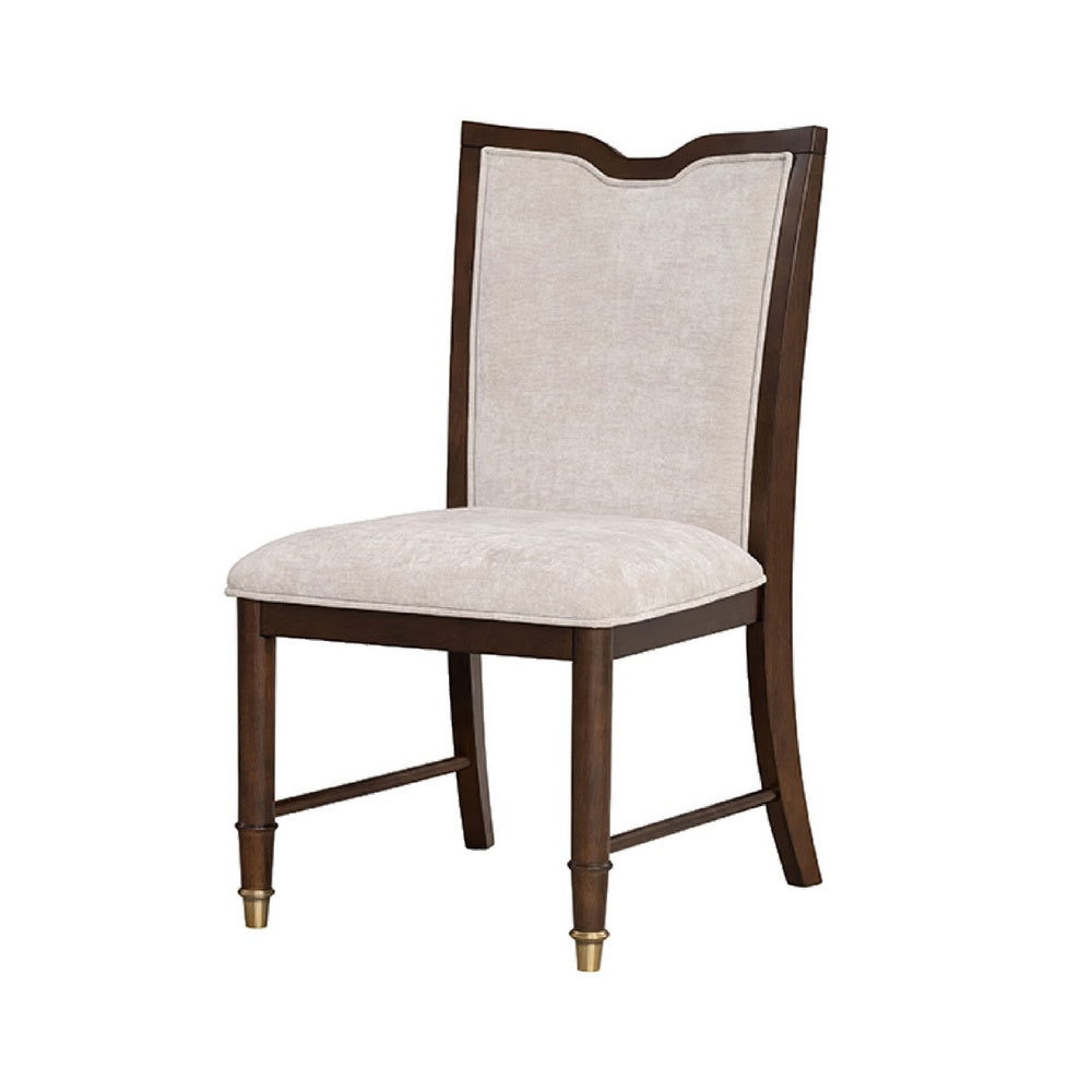 Raam Dining Side Chair Set of 2 | Cream Cushions | Dark Cherry Brown