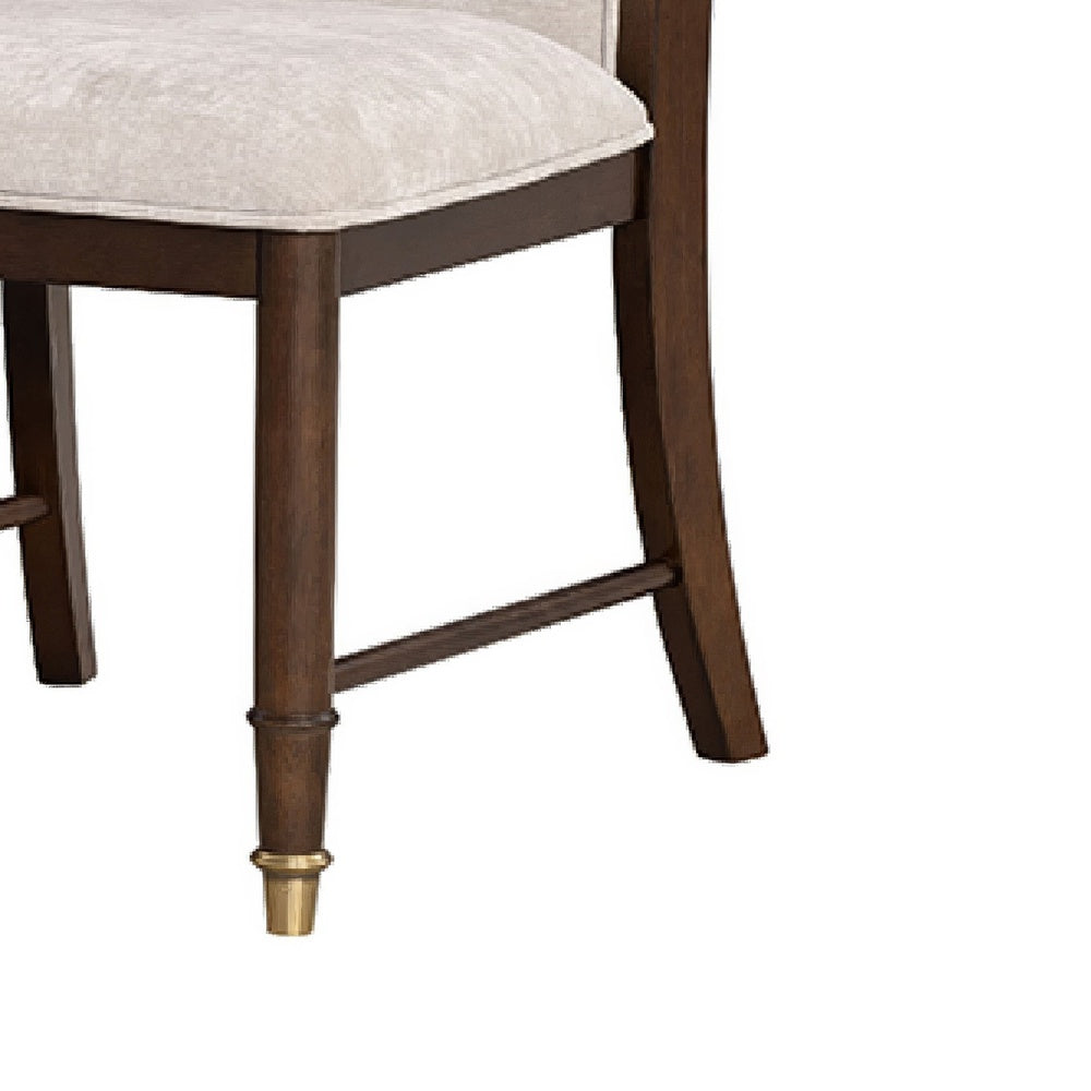 Raam Dining Side Chair Set of 2 | Cream Cushions | Dark Cherry Brown