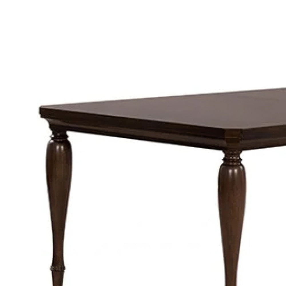 Raam Dining Table w Leaf | Turned Legs w Gold Caps | Cherry Brown 76-94"