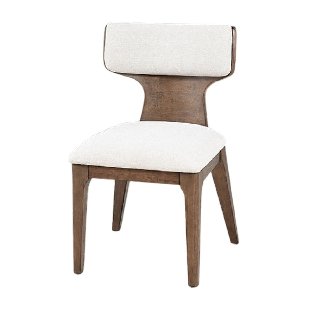 Cair Dining Side Chair Set of 2 | Curved Back | Beige Cushions | Dark Brown