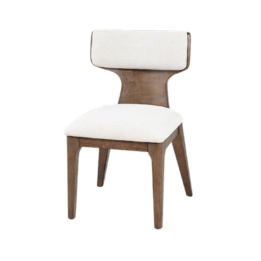 Cair Dining Side Chair Set of 2 | Curved Back | Beige Cushions | Dark Brown