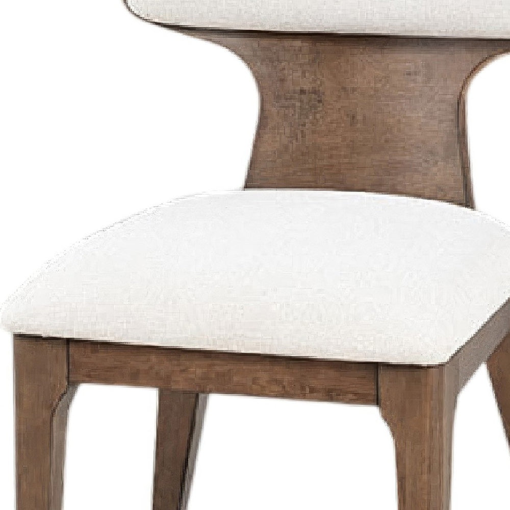 Cair Dining Side Chair Set of 2 | Curved Back | Beige Cushions | Dark Brown