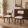 Cair Dining Side Chair Set of 2 | Curved Back | Beige Cushions | Dark Brown