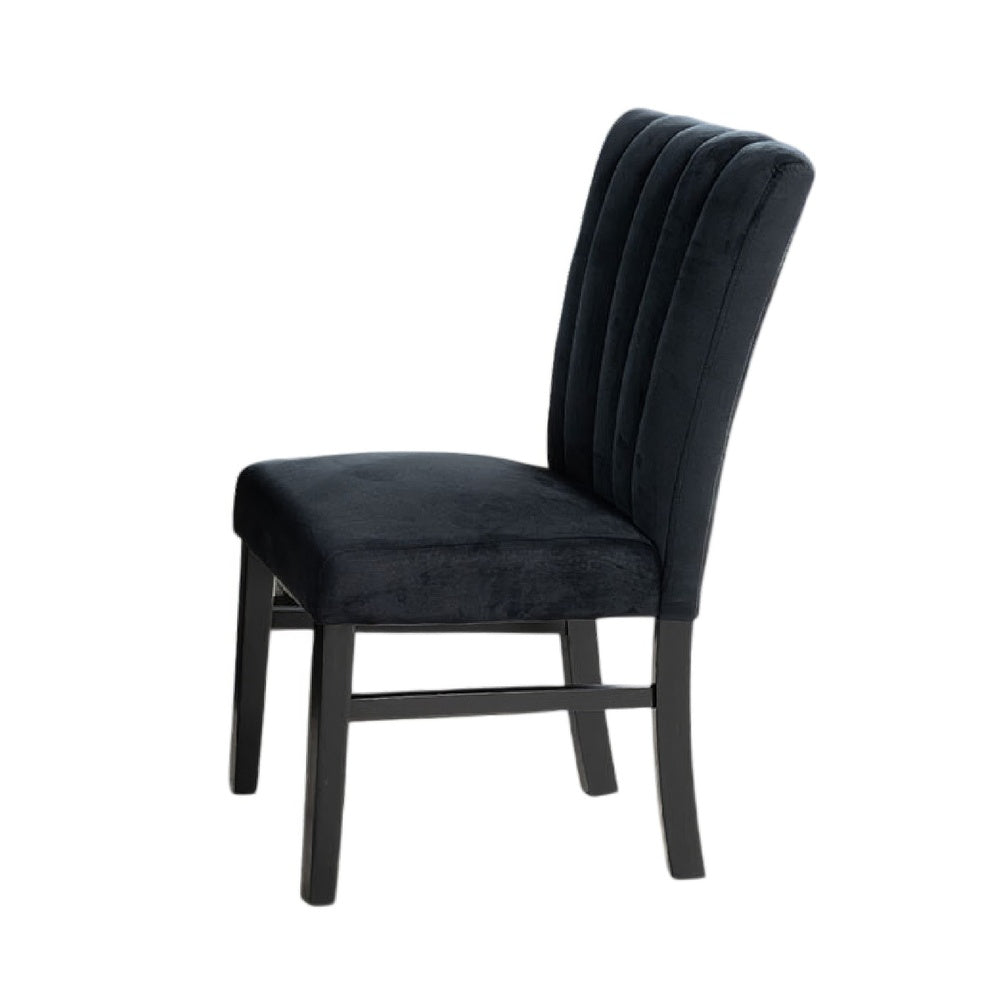Sely Side Dining Chair Set of 2 | Foam Fill Seat & Channeled Back | Black