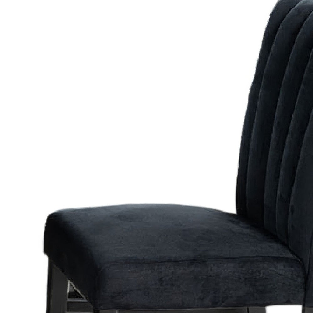 Sely Side Dining Chair Set of 2 | Foam Fill Seat & Channeled Back | Black