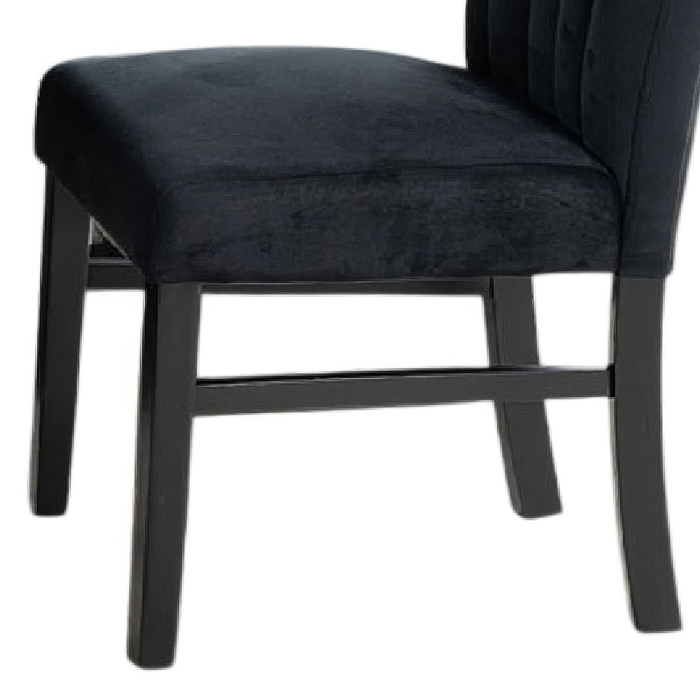 Sely Side Dining Chair Set of 2 | Foam Fill Seat & Channeled Back | Black