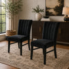 Sely Side Dining Chair Set of 2 | Foam Fill Seat & Channeled Back | Black