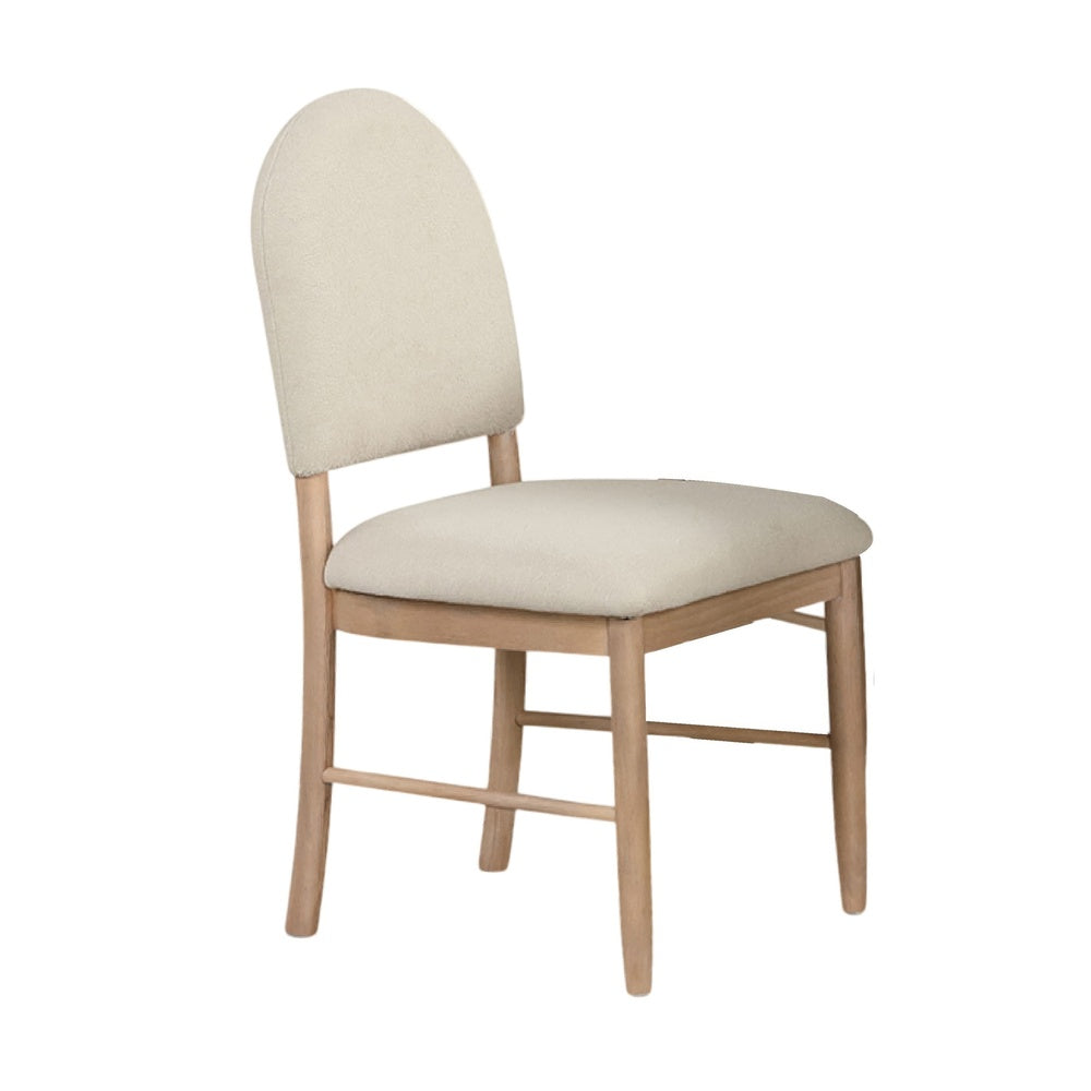 Reha Dining Side Chair Set of 2 | Arch Back | Beige Cushions | Natural Brown