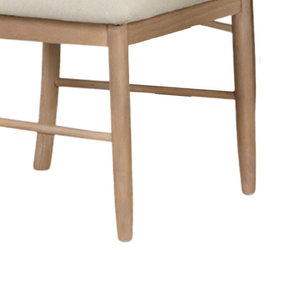 Reha Dining Side Chair Set of 2 | Arch Back | Beige Cushions | Natural Brown