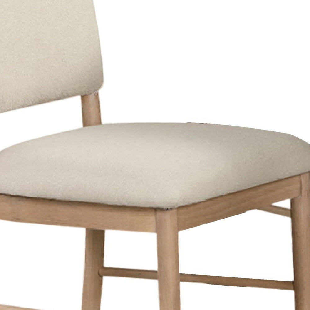 Reha Dining Side Chair Set of 2 | Arch Back | Beige Cushions | Natural Brown