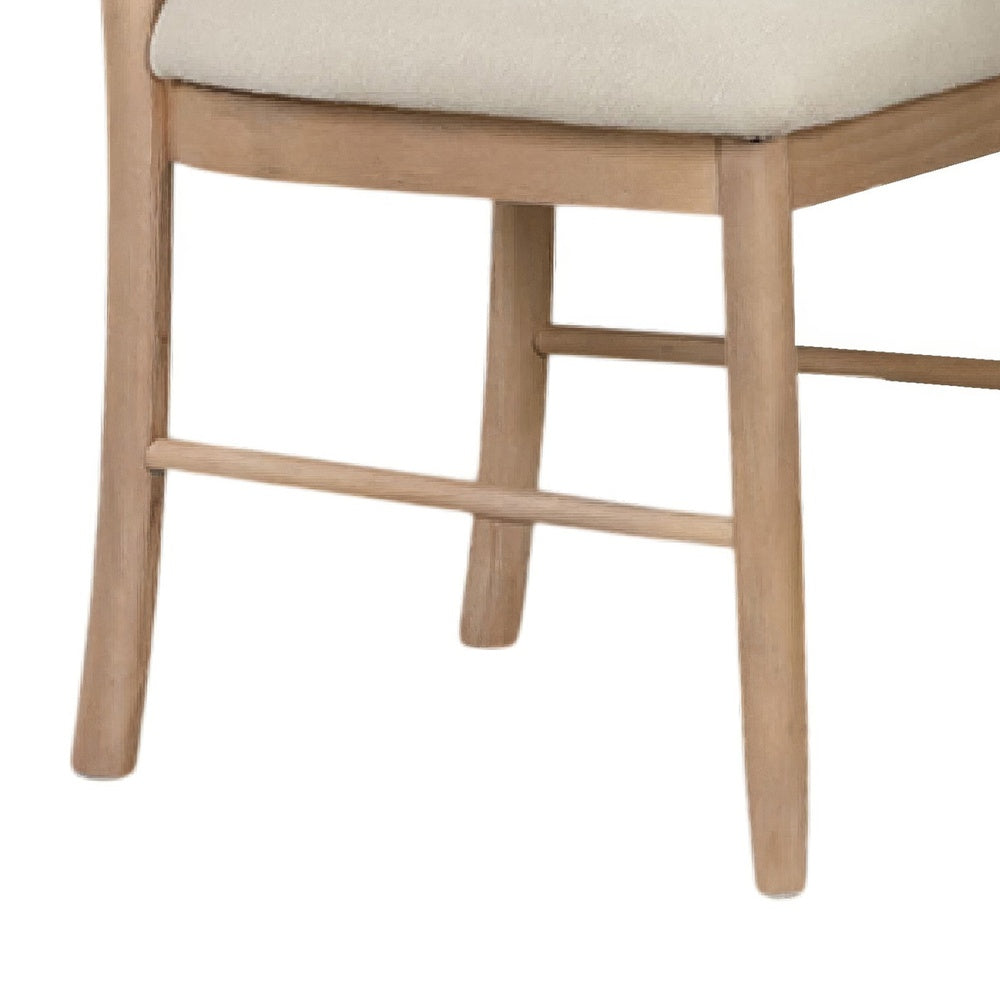 Reha Dining Side Chair Set of 2 | Arch Back | Beige Cushions | Natural Brown