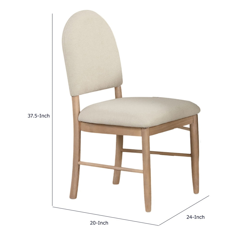 Reha Dining Side Chair Set of 2 | Arch Back | Beige Cushions | Natural Brown