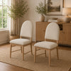 Reha Dining Side Chair Set of 2 | Arch Back | Beige Cushions | Natural Brown